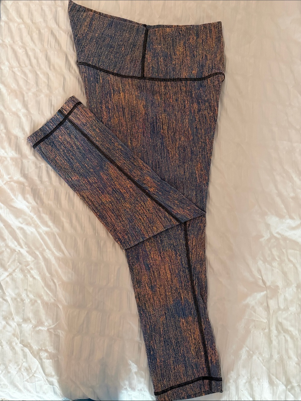 Performance Leggings - Blue with Orange Heather